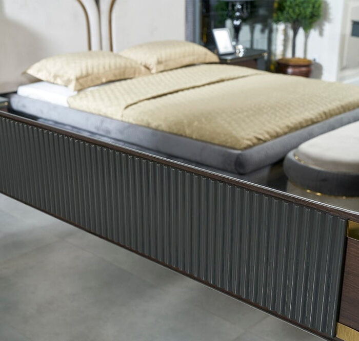 Modern Luxury Bed Set with Upholstered Headboard