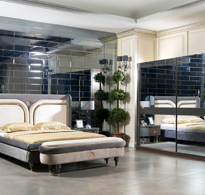 Modern Luxury Bed Set with Upholstered Headboard