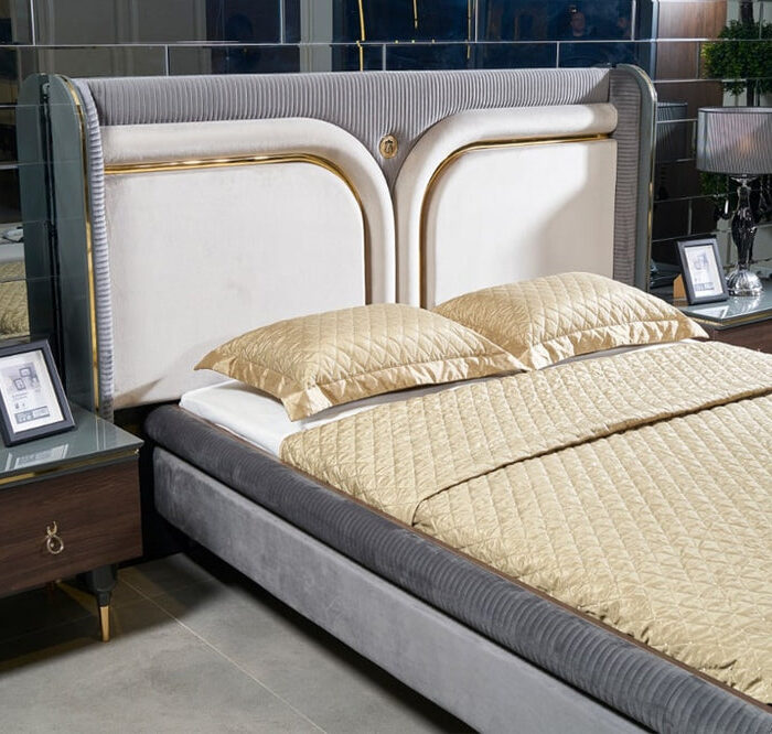 Modern Luxury Bed Set with Upholstered Headboard