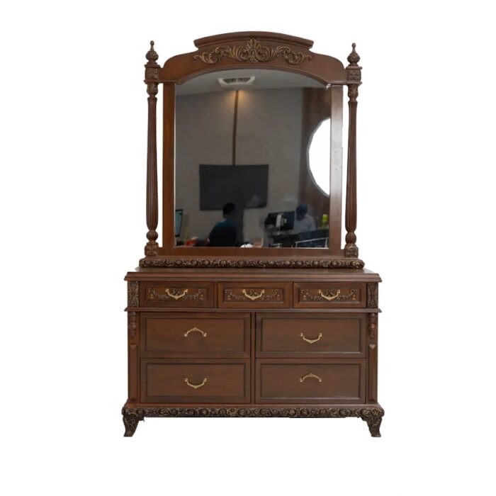 Luxurious Leather Upholstered Bed Set with Mirror