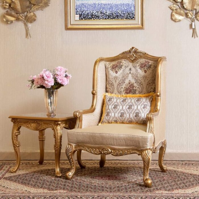 Classic Luxury Sofa Set with Golden Finish