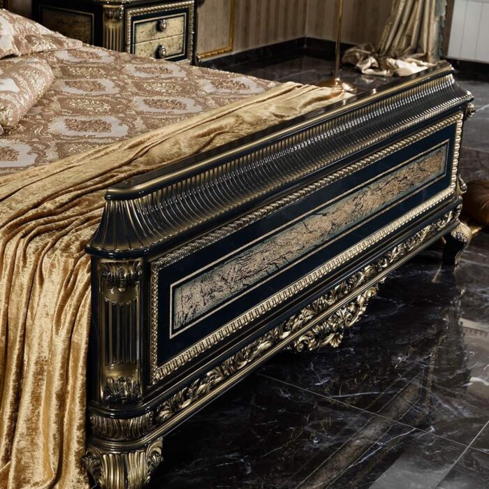 Royal Black and Gold Bed Set with Canopy