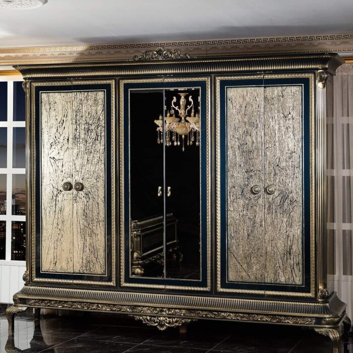 Royal Black and Gold Bed Set with Canopy