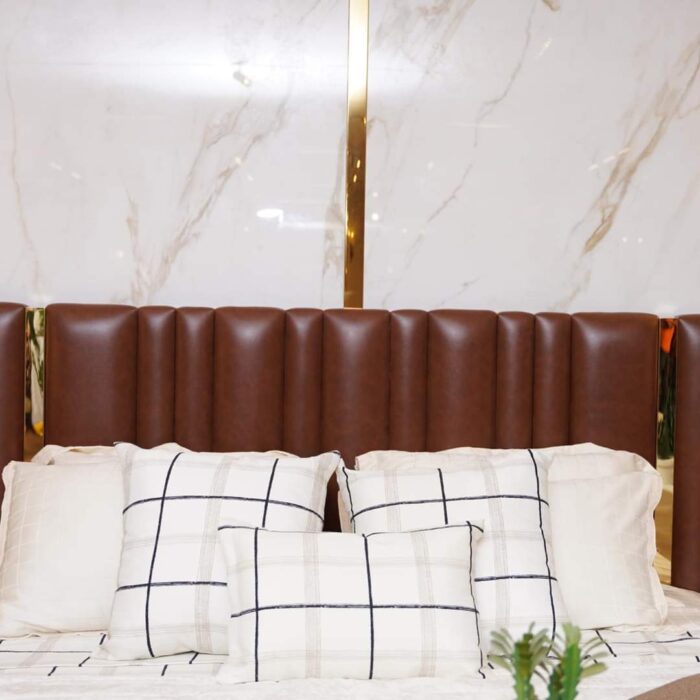 Modern Brown Upholstered Bed with Elegant Design