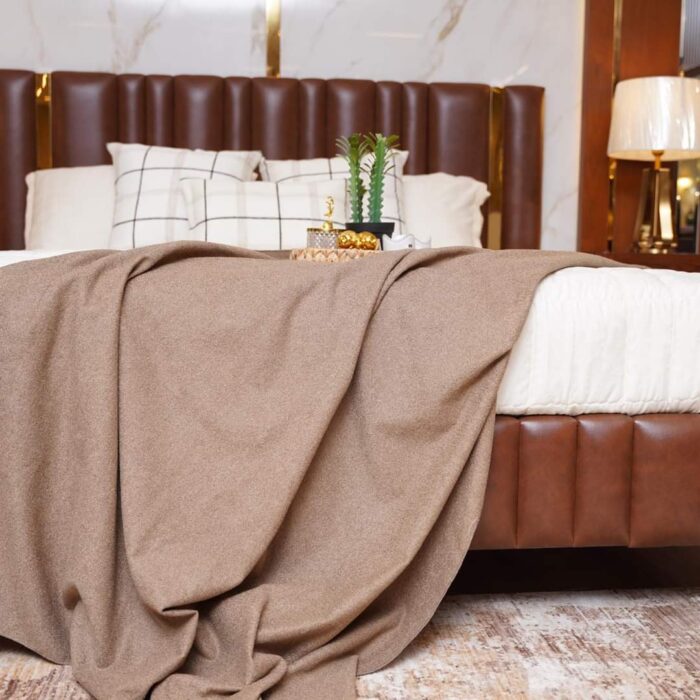 Modern Brown Upholstered Bed with Elegant Design