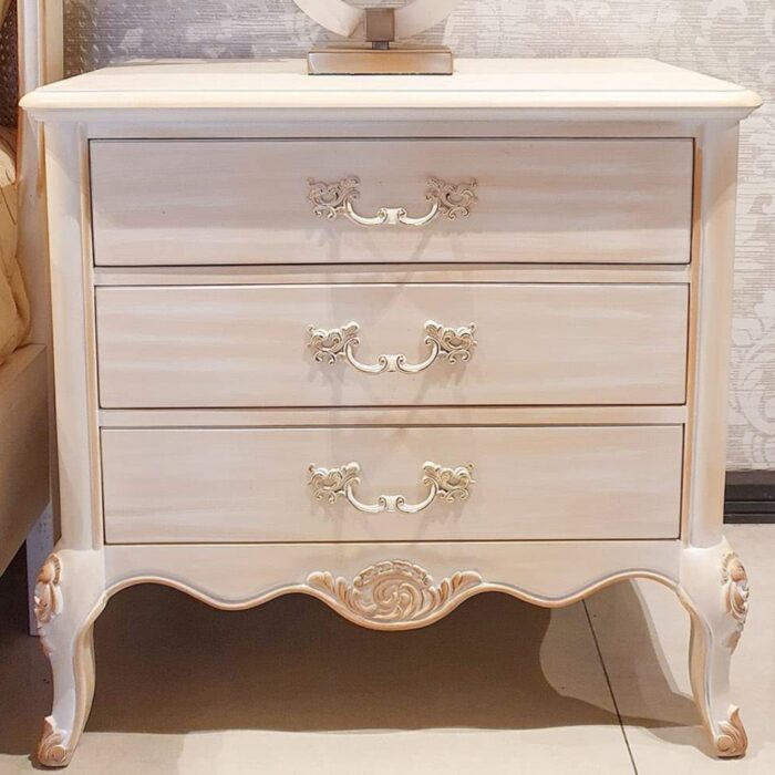 French-Inspired White Cane Bed Set with Subtle Carved Detailing