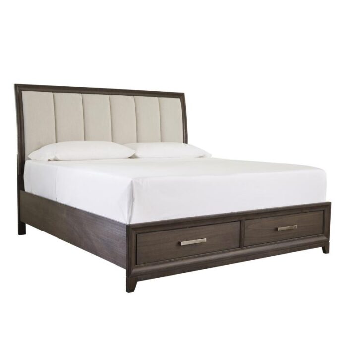 Modern Storage Platform Bed with Upholstered Headboard