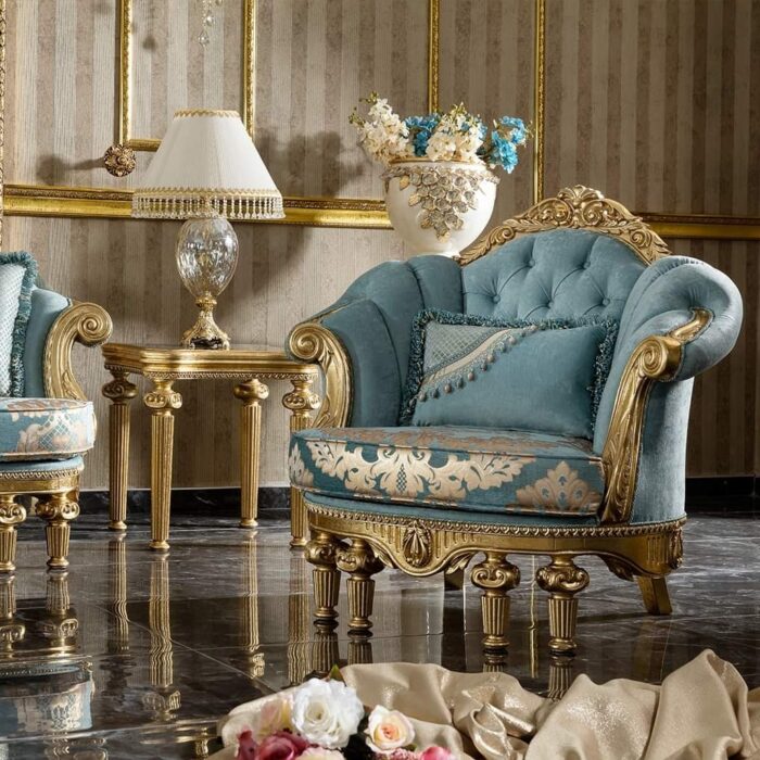Luxury Royal Blue Velvet Sofa Set Design