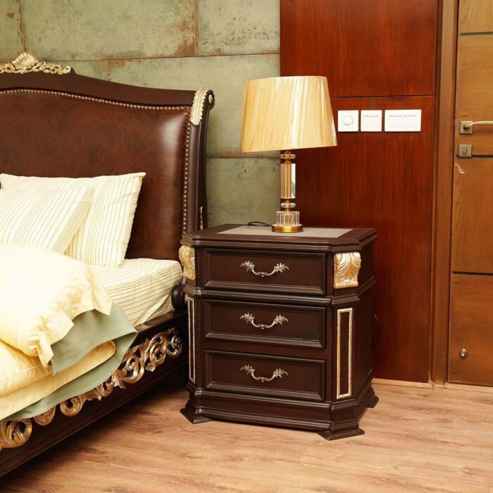 Luxury Leather Upholstered Bedroom Set with Accents