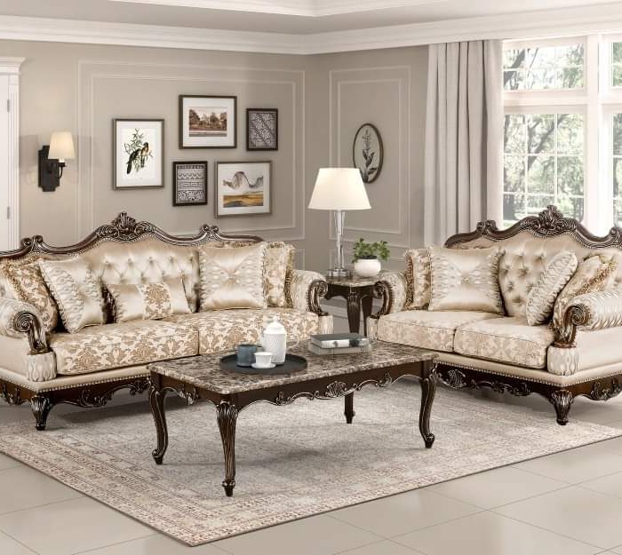 Luxurious Antique-Style Sofa with Ornate Detailing