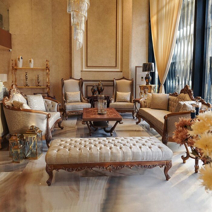 Elegant Vintage Sofa Set with Armchair