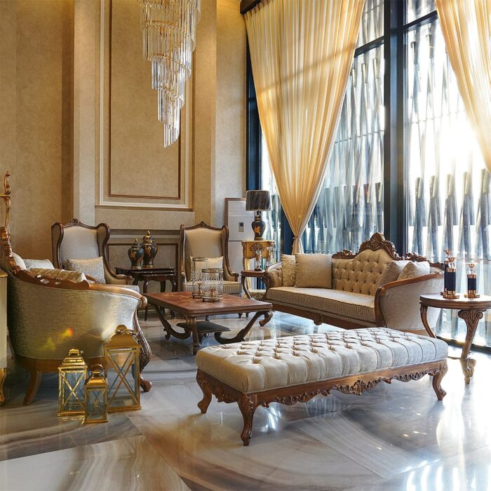 Elegant Vintage Sofa Set with Armchair