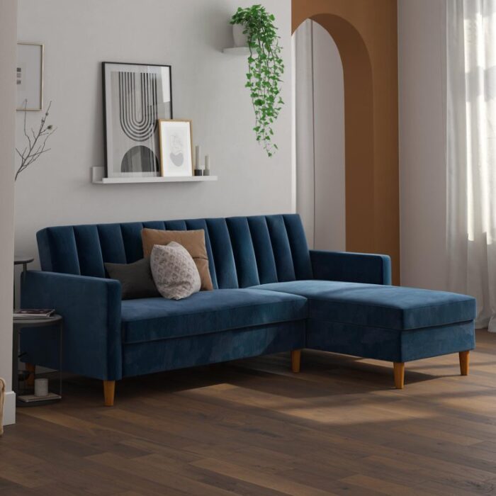 Modern Velvet L-Shaped Sofa with Storage