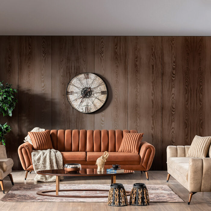 Rustic Velvet Sofa Set with Modern Design