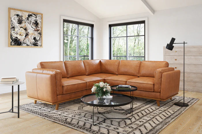Mid-Century Leather Sectional Set