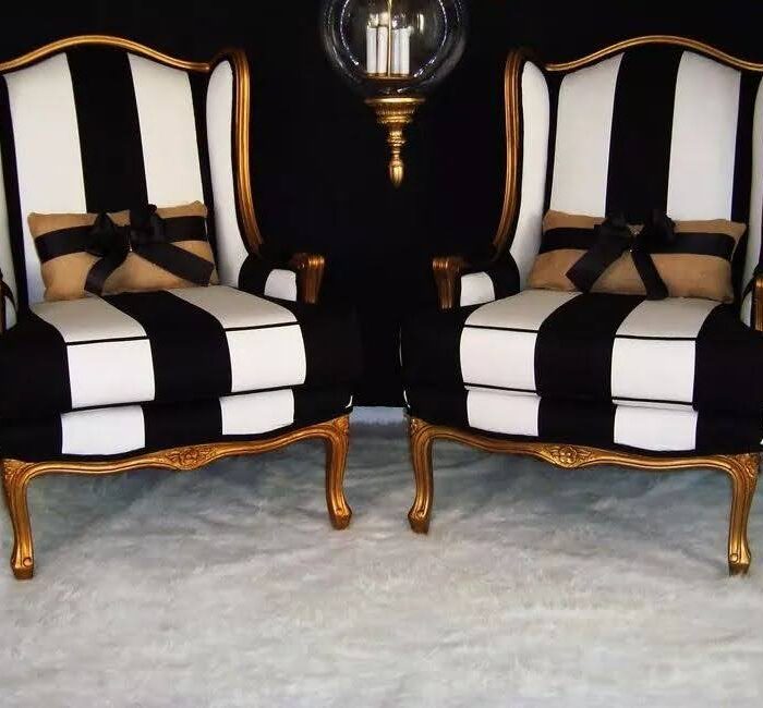 Elegant Striped Armchairs Set