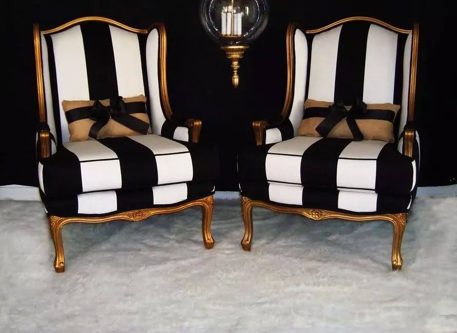 Elegant Striped Armchairs Set