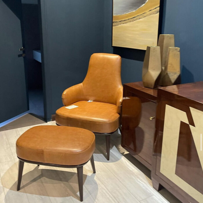 Modern Leather Chair with Ottoman