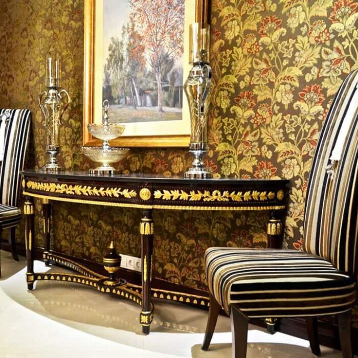 Elegant Striped Chairs and Console Table Set