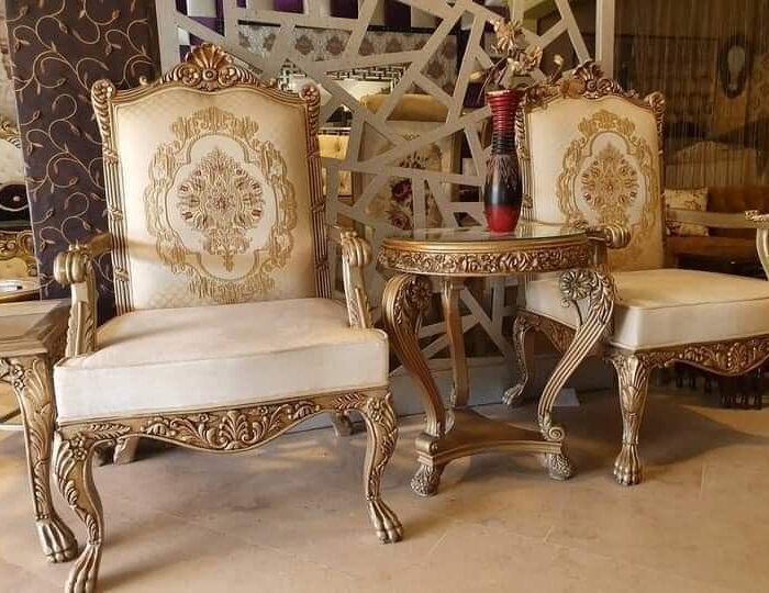 Luxurious Golden Armchairs Set