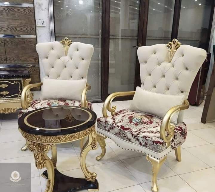 White and Gold Tufted Chairs