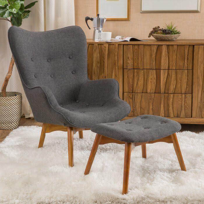 Chic Armchair and Ottoman