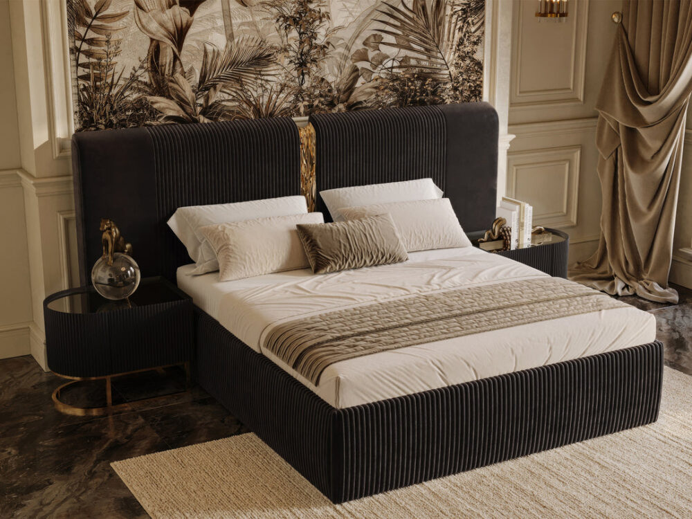 Royal Antique Bed Set with Ornate Carvings and Luxury Finish - Image 3